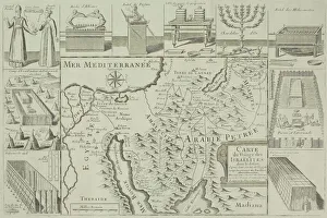 Images Dated 27th April 2006: Antique map of Israel with vignettes