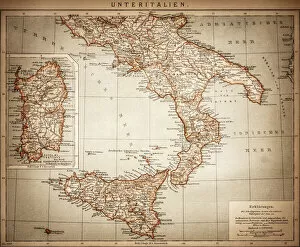 Images Dated 19th January 2016: Antique Map of Lower Italy