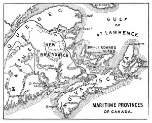 Territory Prints: Antique Map of Maritime Provinces of Canada - 19th Century