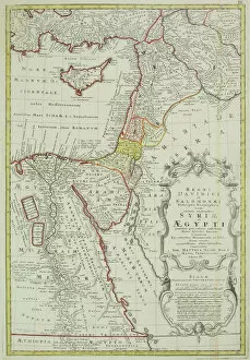 Cyprus Collection: Antique map of the Middle East with Egypt, Syria, and Israel