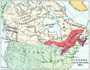 Images Dated 22nd May 2018: Antique Map of North America at Canadas Confederation - 19th Century