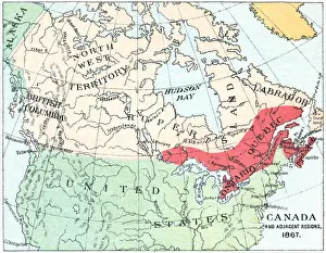 Territory Prints: Antique Map of North America at Canadas Confederation - 19th Century