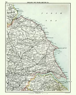 Images Dated 3rd June 2018: Antique map, North and East Yorkshire 19th Century