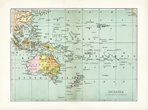 Images Dated 9th September 2013: Antique Map of Oceania