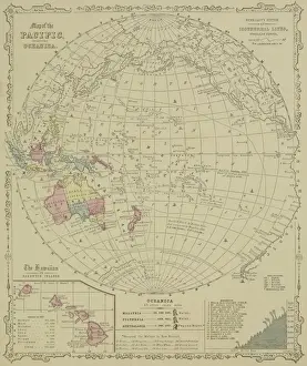 Ornamental Prints: Antique map of Pacific Oceanica with inset of islands