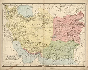 Images Dated 13th July 2017: Antique map of Persia, Afghanistan and Beloochistan 19th Century