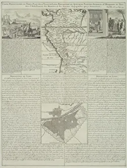 Images Dated 27th April 2006: Antique map of Peru and Ecuador with plans for Lima