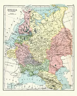 Images Dated 14th November 2018: Antique map of Russia in Europe, 1897, late 19th Century