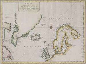 Finland Collection: Antique map of Scandinavian region with Iceland and Greenland
