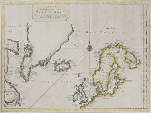 Line Gallery: Antique map of Scandinavian region with Iceland and Greenland