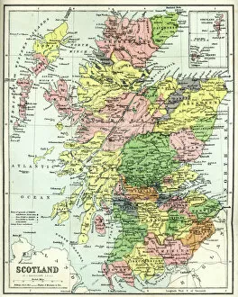 Navigational Equipment Collection: Antique map of Scotland