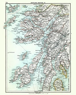 Colour Gallery: Antique map, Scotland, Jura, Mull, Argyll, Islay 19th Century