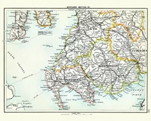 Images Dated 3rd July 2018: Antique map, Scotland, Wigtown, Kirkcudbright, Ayr 19th Century