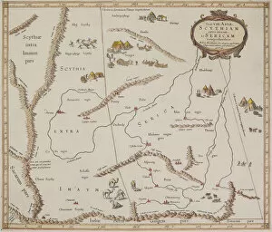 Camel Collection: Antique map of Scythiam and Sericam with vignettes