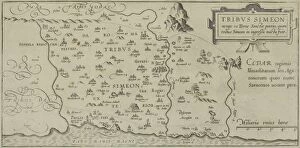 Antique map showing distribution of Simeon tribe in the holy land