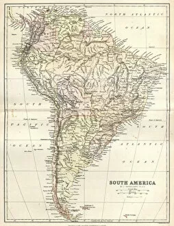 Images Dated 20th February 2019: Antique map of South America, 1884, 19th Century