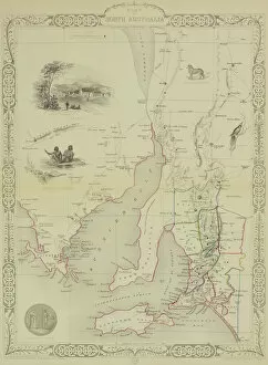 Decoration Gallery: Antique map of South Australia with vignettes