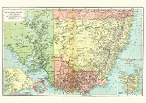 Antique map of Southern Australia, 1897, late 19th Century