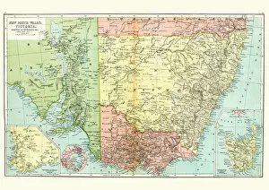 Images Dated 14th November 2018: Antique map of Southern Australia, 1897, late 19th Century