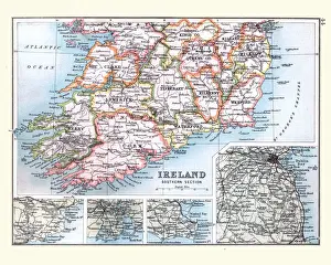 Antique Map of Southern Ireland, detail of Dublin, 19th Century