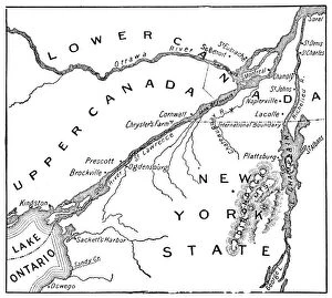 Images Dated 22nd May 2018: Antique Map of St. Lawrence Area during the War of 1812 - 19th Century