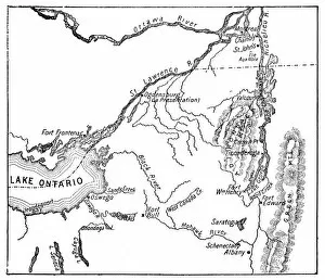 Images Dated 22nd May 2018: Antique Map of St. Lawrence Area during the War of 1812 - 19th Century