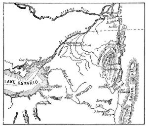 Territory Prints: Antique Map of St. Lawrence Area during the War of 1812 - 19th Century