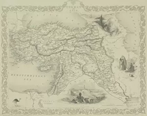 Antique map of Turkey with vignettes