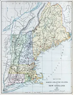 Antique map: USA - North Atlantic States - New England