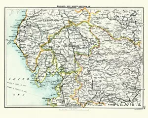 Images Dated 3rd June 2018: Antique map, Westmorland, Cumberlandl, Durham 19th Century
