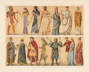 Images Dated 24th August 2018: Antique and medieval costumes, chromolithograph, published in 1897