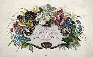 Greeting Card Prints: Antique New Year'S Greeting Card