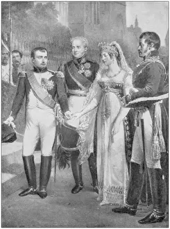 Antique painting illustration: Napoleon and Queen of Prussia