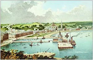 Antique painting of Scotland cities, lakes and mountains: Rothesay
