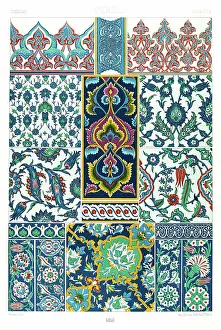 Prints of Polychromatic ornament Racinet, A. H. Sotheran and Co, London, 1877 Albert Charles Auguste Racinet Prints: Antique Persian pattern Manuscripts Decoration by Racinet - Lithograph
