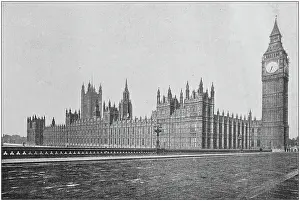 Antique photo: House of Parliament from Westminster bridge
