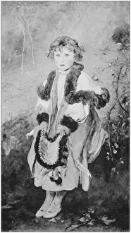Antique photo of paintings: Girl