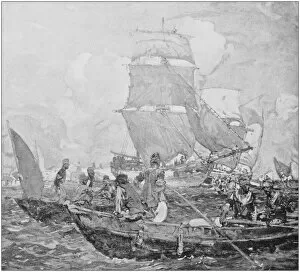 Images Dated 13th October 2017: Antique photo of paintings: Ships