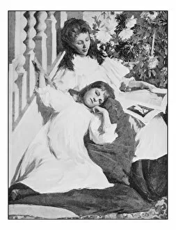 Images Dated 4th April 2017: Antique photo of paintings: sisters