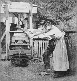 Images Dated 13th October 2017: Antique photo of paintings: Sussex cider press