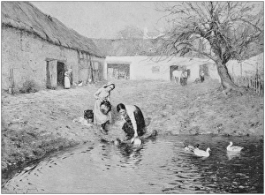 Images Dated 13th October 2017: Antique photo of paintings: Taking water