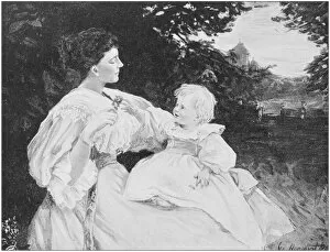 Images Dated 13th October 2017: Antique photo of paintings: Woman and son
