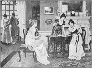 Antique photo of paintings: Women indoors