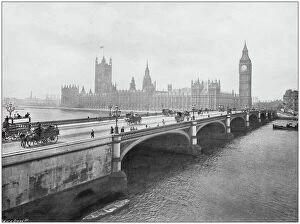 Palace of Westminster Gallery: Antique photograph of the British Empire: Houses of Parliament, Westminster, London, England