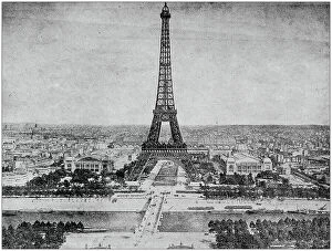 Images Dated 3rd October 2018: Antique photograph: Eiffel Tower, Paris, France