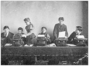 Haskell Prints: Antique photograph from Lawrence, Kansas, in 1898: Haskell Institute, Typewriting