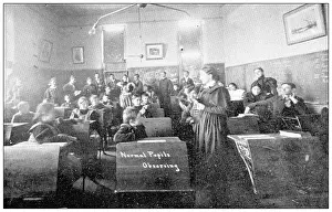 Haskell Prints: Antique photograph from Lawrence, Kansas, in 1898: Haskell Institute, Normal Department
