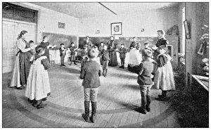 Antique photograph from Lawrence, Kansas, in 1898: Haskell Institute, Kindergarten