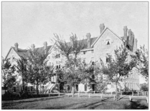 Haskell Prints: Antique photograph from Lawrence, Kansas, in 1898: Haskell Institute, Large Boys Building