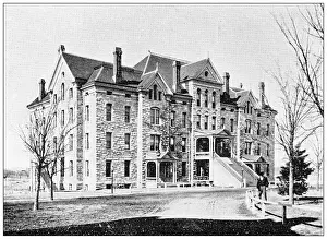 Antique photograph from Lawrence, Kansas, in 1898: Haskell Institute, Girls Building